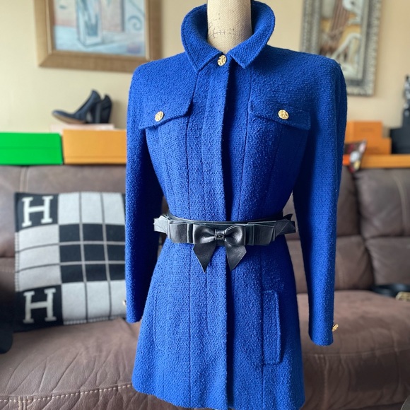 CHANEL Spring/Summer 2008 black Patent Glitter leather layered bow waist… - Picture 8 of 13